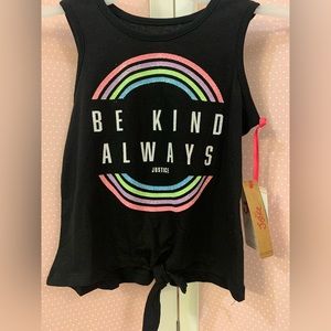 Girls XS (5/6) black tank top. Rainbow sparkly graphics! Says BE KIND ALWAYS